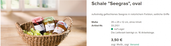 Schale Seegras Oval