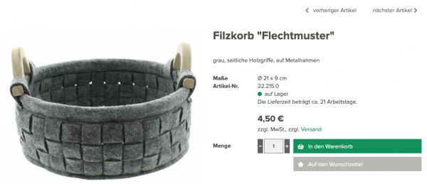 Filzkorb Flechtmuster