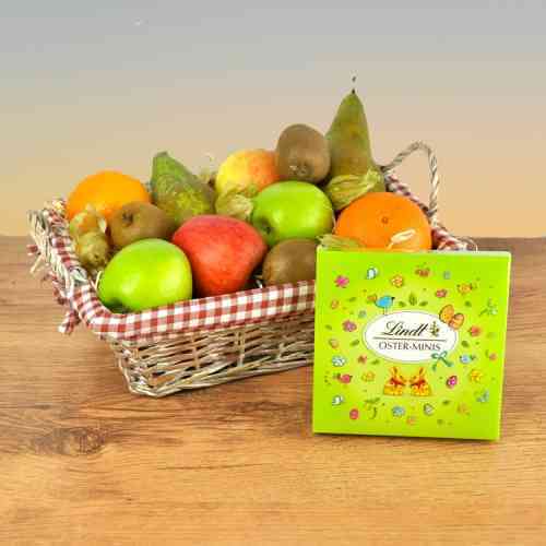 Ohhh wie lecker dieser Oster-Geschenkkorb mit frischem Obst und leckerem Obst